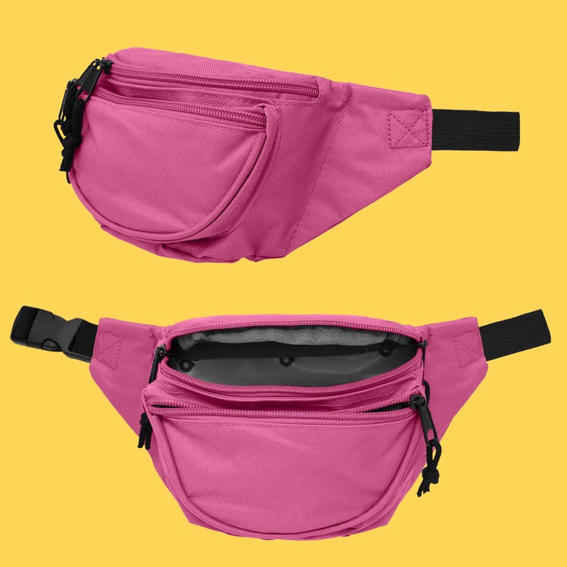 DALIX Fanny Pack w/ 3 Pockets Traveling Concealment Pouch Airport Money Bag (Hot Pink) - Image 5
